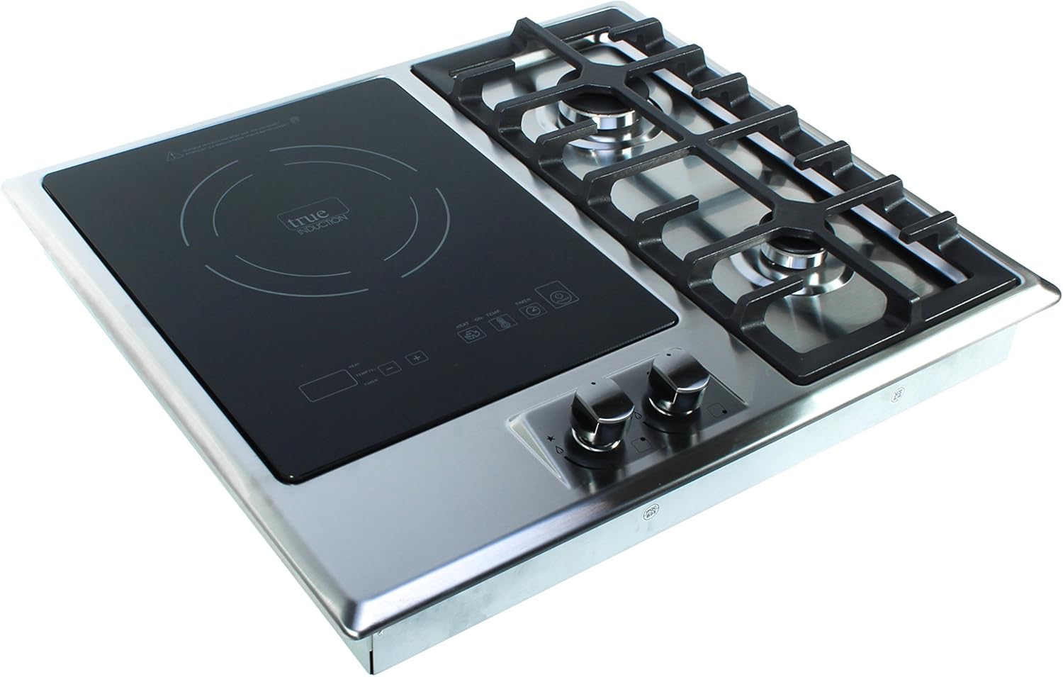 True Induction 23 in. Dual Gas Burner + Single Burner 1750 Watt Induction Cooktop 858UL Cert.