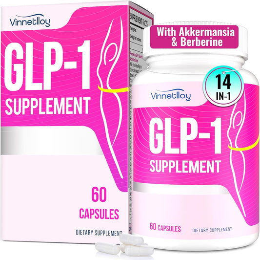 GLP-1 Supplement for Women & Men, GLP1 Supplements with Akkermansia Probiotic, Berberine, Natural GLP-1 - GLP1 for Immune, GLP-1 Levels, Digestion, Gut & Overall Health, Vegan - 60 Capsules