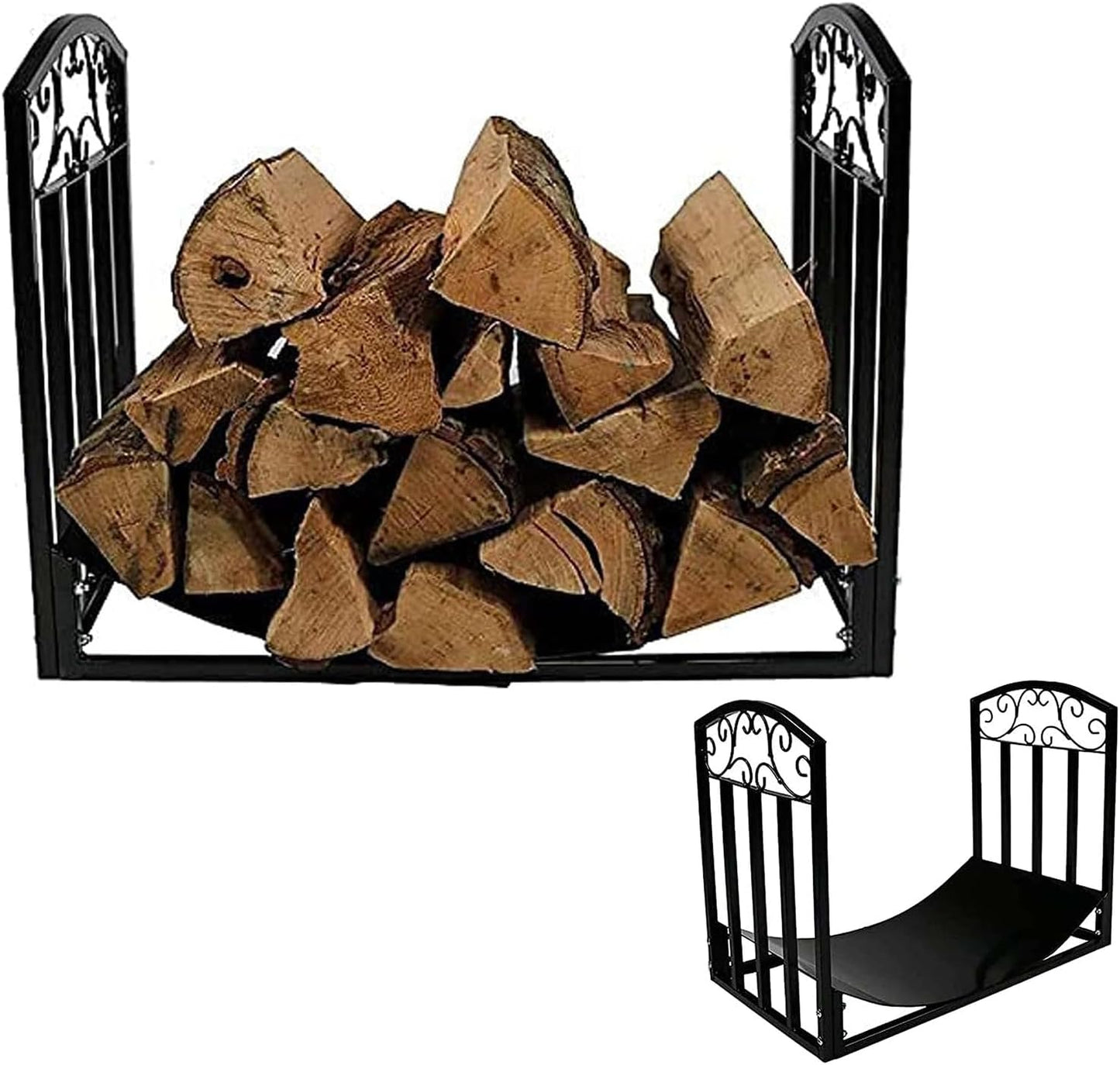 Wrought Iron Fireplace Tool Firewood Stand, Firewood Rack Fire Wood Racks Outdoor, Large Free Standing Fireplace Wood Firewood Rack