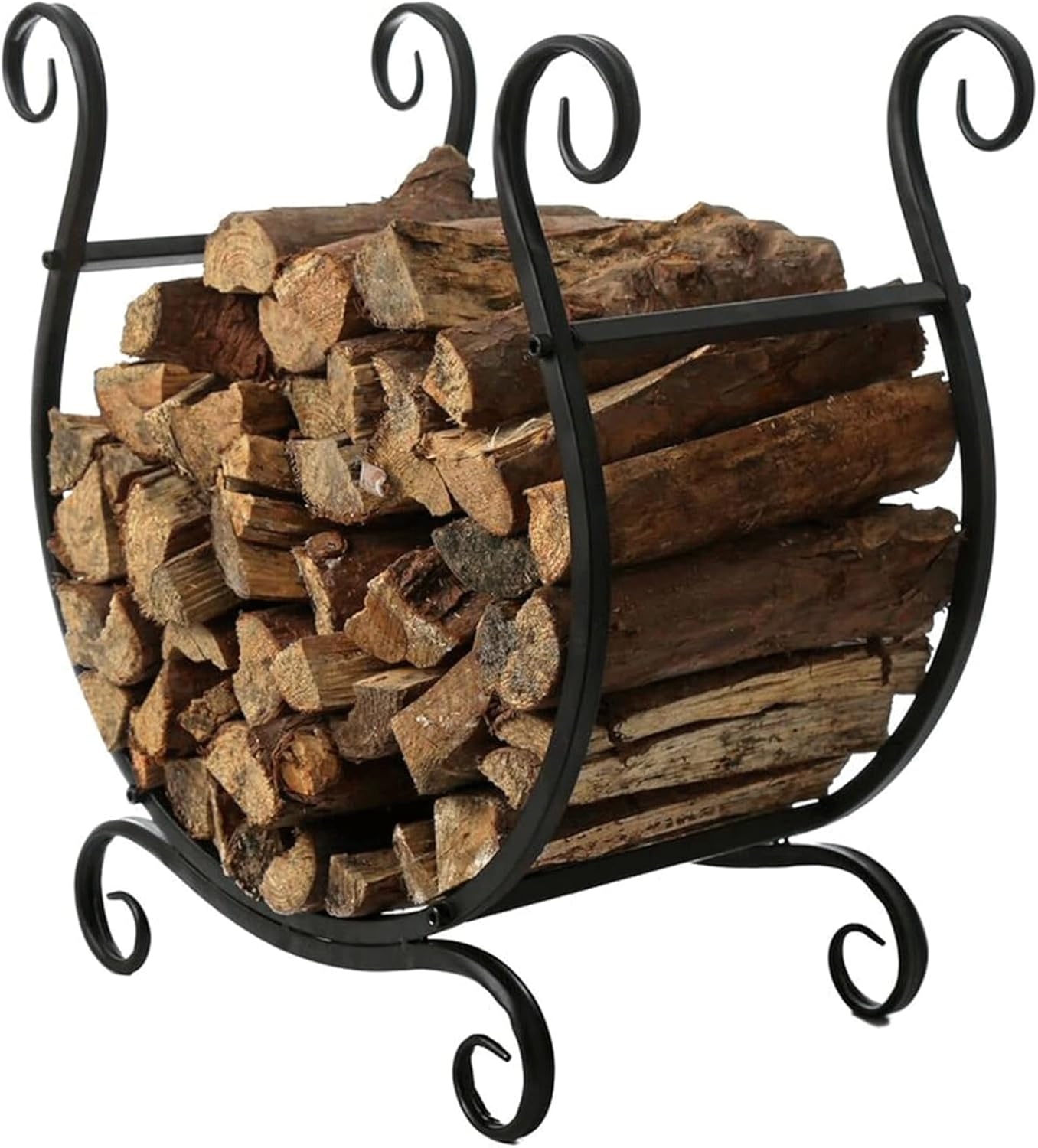 Firewood Rack, Portable Firewood Rack with Handles, Wrought Iron Fireplace Mantel, Suitable for Indoor and Outdoor Use