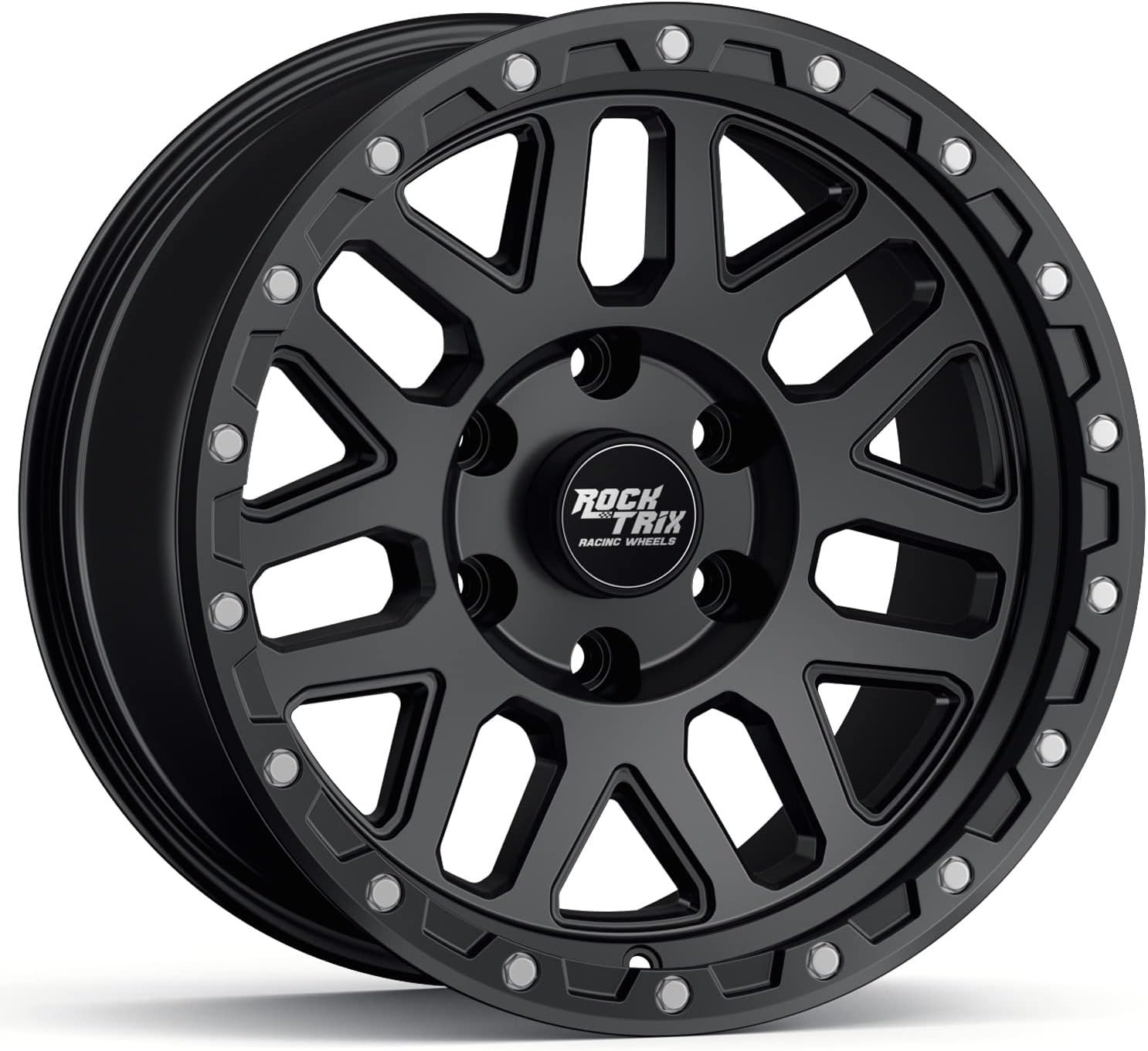 RockTrix RT110 17 inch Wheel Compatible with Chevrolet Colorado Silverado 1500 6x5.5" (6x139.7) Bolt Pattern, 17x9 (-12 Offset, 4.5 Backspace) Also Fits GMC Canyon Sierra 1500, Black