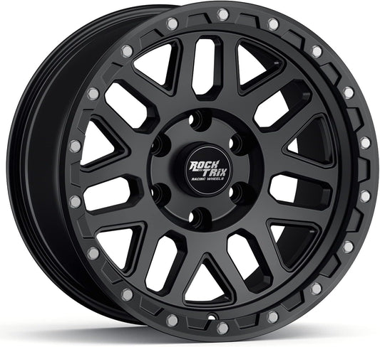RockTrix RT110 17 inch Wheel Compatible with Chevrolet Colorado Silverado 1500 6x5.5" (6x139.7) Bolt Pattern, 17x9 (-12 Offset, 4.5 Backspace) Also Fits GMC Canyon Sierra 1500, Black