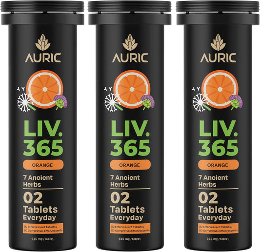 Auric Herbal Liver Support Supplement | Milk Thistle (Silymarin), Turmeric, Garlic, Ginger for Liver Health | Advanced Detox & Cleansing Formula for active Liver | 60 Tablets | Plant Based Gluten-Free