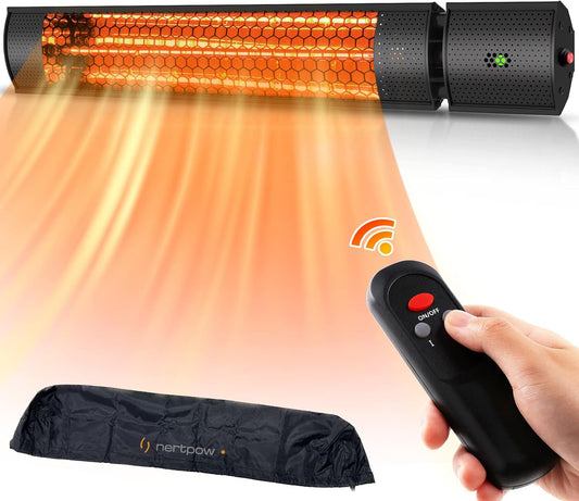 Outdoor Heater, Electric Infrared Patio Heater 1500W Wall-Mounted Garage Indoor/Outdoor Ceiling Backyard Decks Overheat Protection IPX5 Waterproof Fast Heating Space Heater with Remote Control