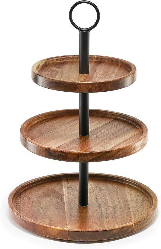 3 Tier Cupcake Stand, Farmhouse Rustic Tiered Serving Tray,3 Tier Serving Tray for Farmhouse Kitchen Decor, Wood Dessert Tray for Tea Party Wedding Server, Decorative Tiered Tray.