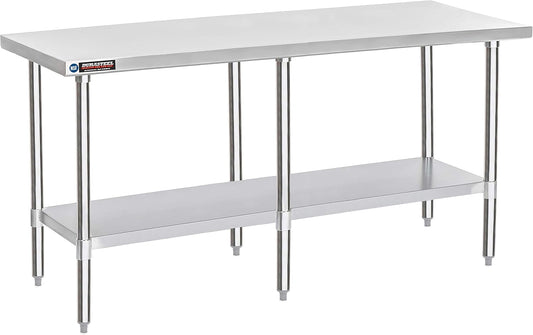 DuraSteel 24x84 Stainless Steel Work Table - NSF Commercial Prep Metal Table - Outdoor Pizza Oven Stand w\/Under Shelf - Kitchen Island Laundry Utility Garage Microwave Stand Large Rolling Storage Cart