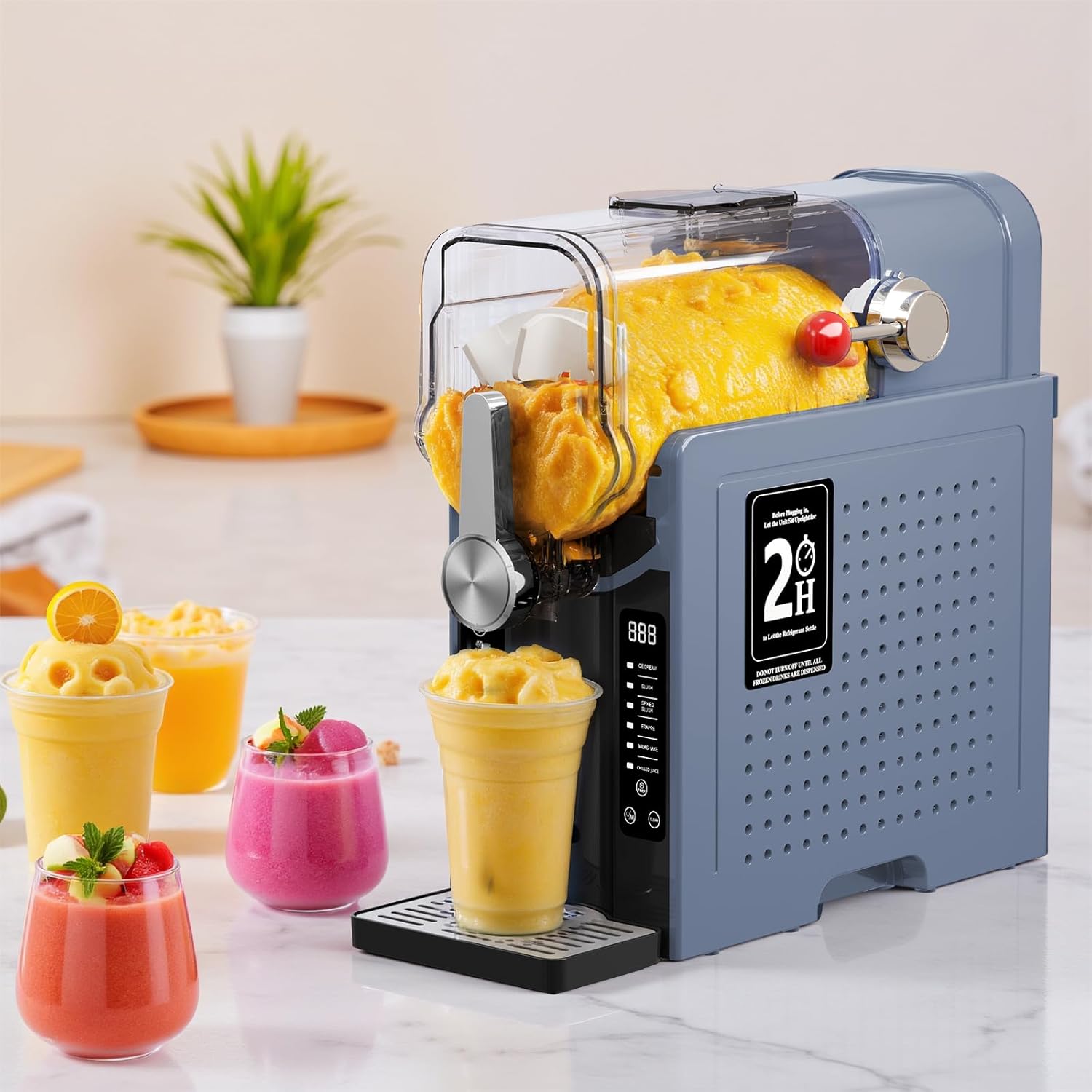 Slushie Machine, Sand Ice Maker, Frozen Drink Maker with 6 Preset Modes | No Ice Needed | Self-Cleaning Slush Machine for Home or Commercial Use | Perfect for Smoothies, Margaritas, Milkshakes