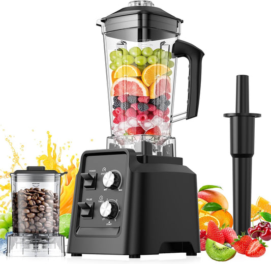 Blenders for Kitchen, Blender & Grinder Combo, Smoothie Blender, 68Oz Pitcher for Crushing Ice, Puree and Frozen Fruit with Autonomous Clean, BPA-Free, Black