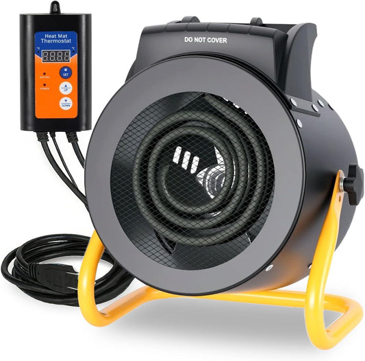 LHUKSGF Greenhouse Heater with Digital Thermostat, 1500W Electric Outdoor Heater, Overheat Protection, Fast Heating, Waterproof for Grow Tent, Green House, Patio, Black