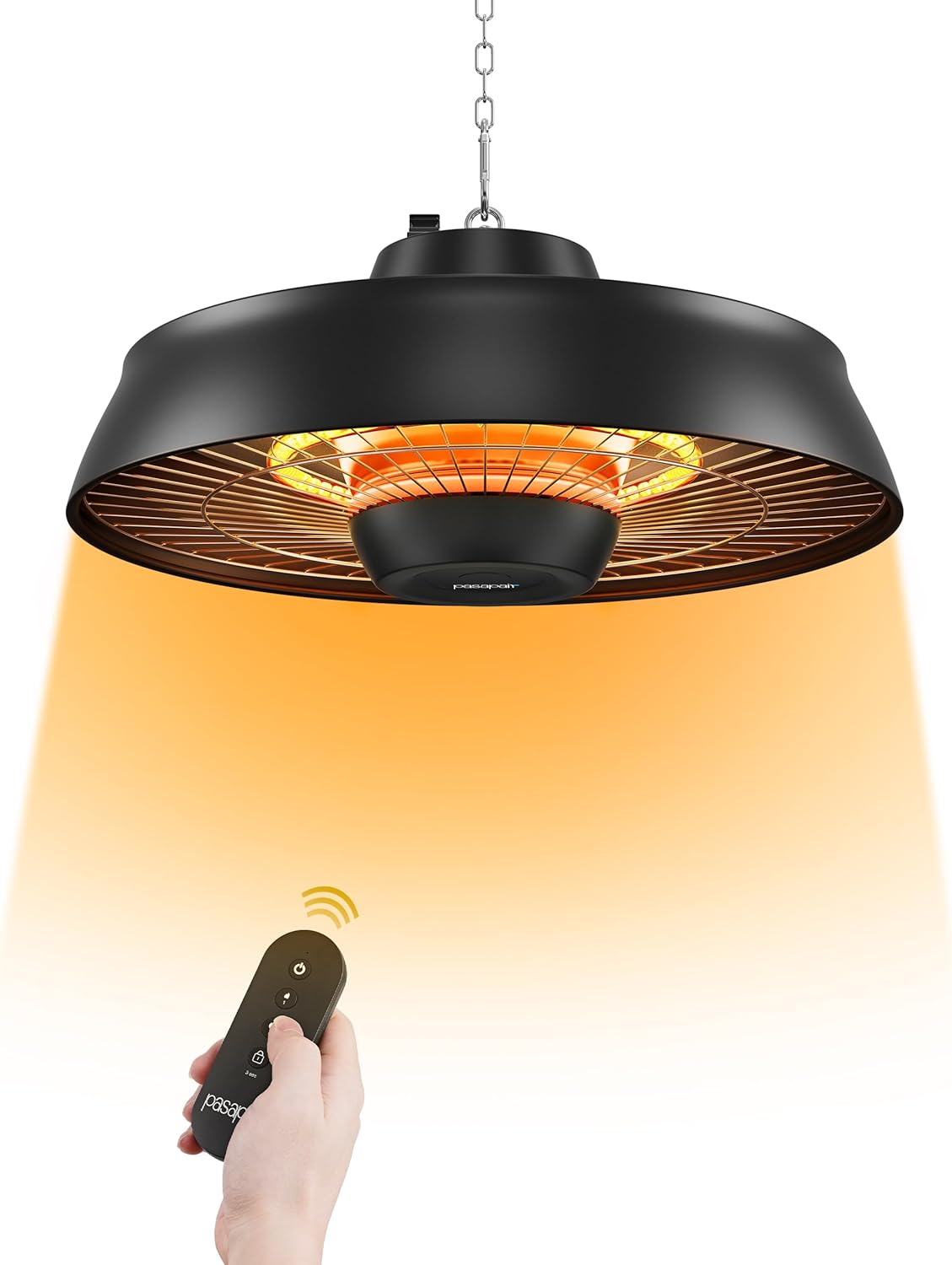 Pasapair Patio Heater - 1500W Outdoor Hanging Heater 3S Fast Heating with Remote - Adjustable Height Waterproof Infrared Mounted for Gazebo - ETL Certified