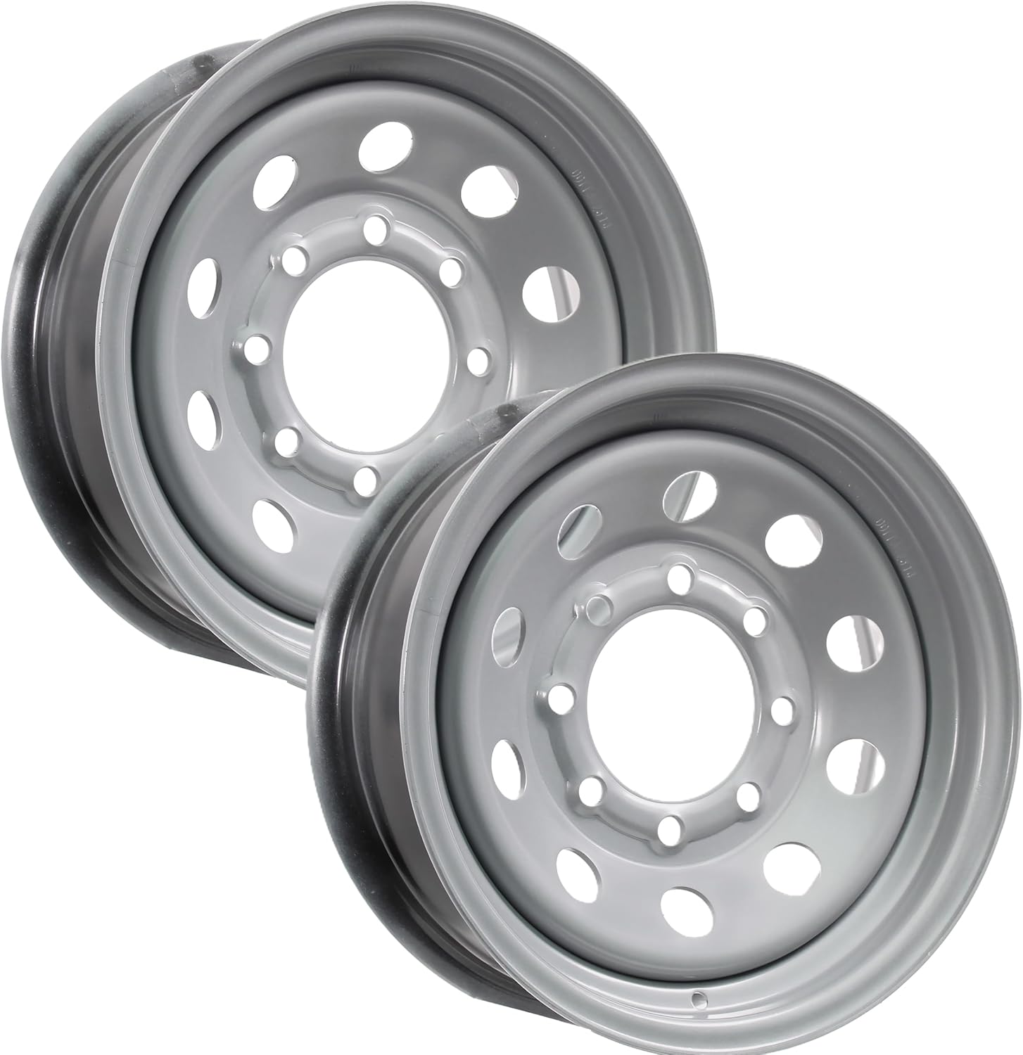 eCustomrim 2-Pack Heavy Duty Equipment Trailer Rims Wheels 16" 16X6 8 Lug Silver Modular