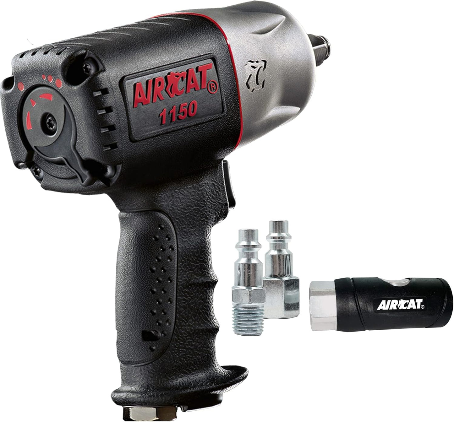 AIRCAT Pneumatic Tools 1150 1/2-Inch Drive "Killer Torque" Composite Impact Wrench 1295 ft-lbs, with coupler set