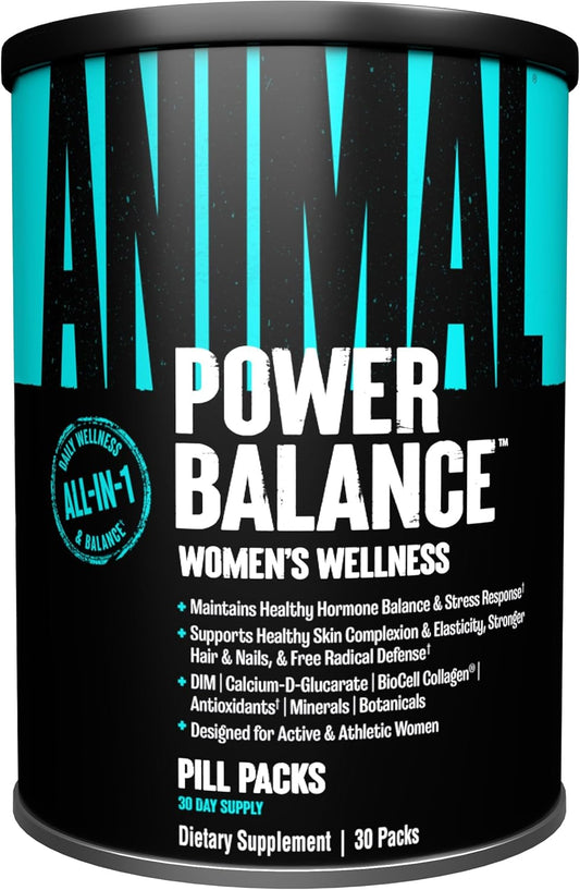 Animal Power Balance \u2013 Women's Alpha F Comprehensive Formula \u2013 Supports Hormonal Balance, Complexion, Hair, Nails, Mood and Stress, Intestinal Health, & Bone and Joint Health \u2013 30 Packs