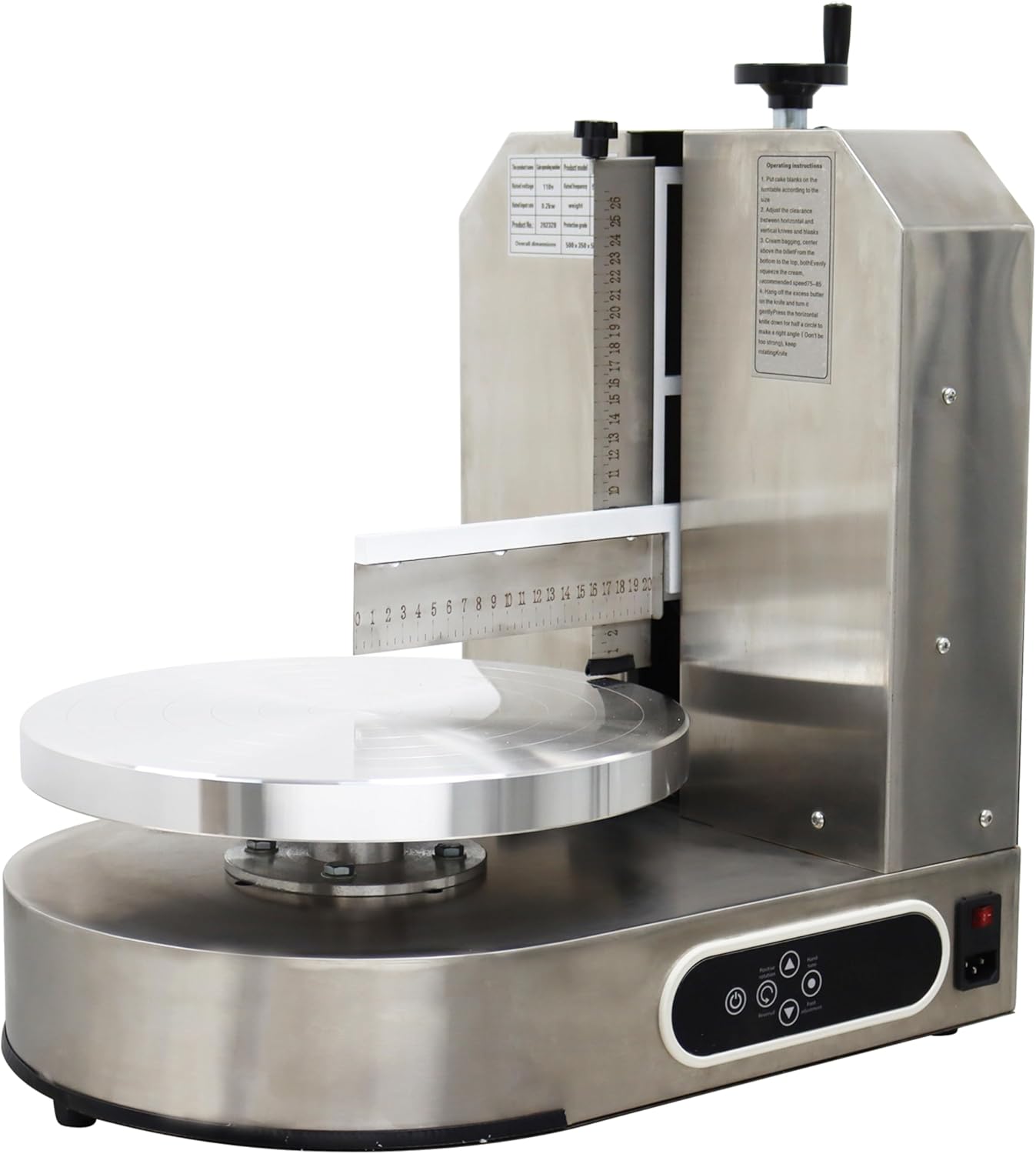 TECHTONGDA Cake Decorating Machine Electrical Automatic Adjustable Rotating Speed Birthday Cake Cream Spreading Coating Machine Stainless Steel Cake Frosting Machine for 4-12inch Cakes Silver