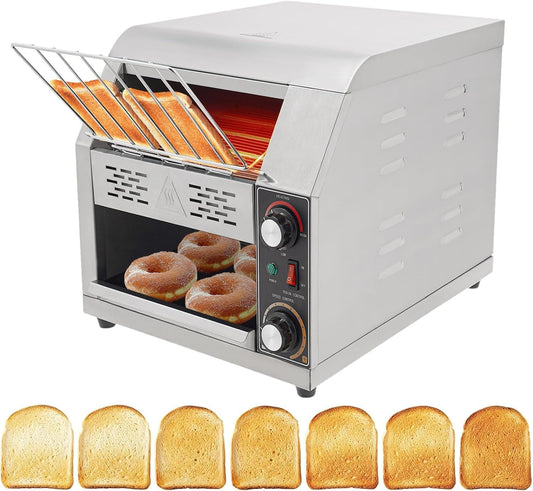 Conveyor Toaster 300-400 Slices/h Commercial Toaster Conveyor for Restaurant Home Use 110V 1900W Heavy Duty Stainless Steel Restaurant Belt Toasters Oven for Bun Bagel Bread