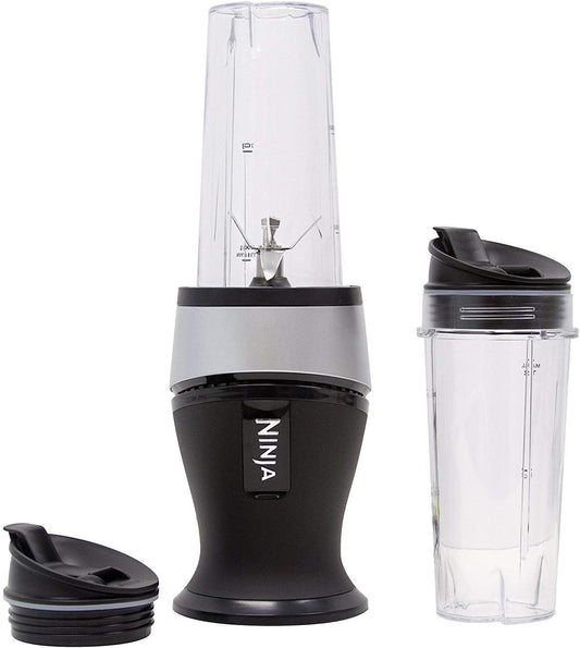 Ninja Personal Blender for Shakes, Smoothies, Food Prep, and Frozen Blending with 700-Watt Base and (2) 16-Ounce Cups with Spout Lids (QB3001SS) (Renewed)