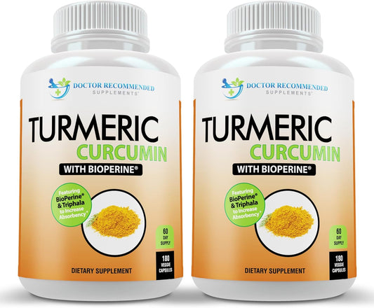 Turmeric Curcumin Supplement - 2250mg\/d - Veggie Caps - 95% Curcuminoids with Black Pepper Extract (Bioperine) - 750mg Capsules - 100% Organic - Most Powerful Turmeric (Pack of 2)
