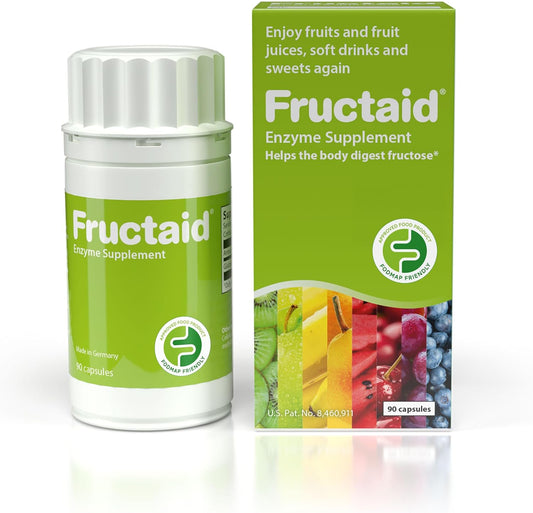 Fructaid Enzyme Supplement \u2013 90 Capsules, so That You can Enjoy Fruits, Fruit Juices, Soft Drinks, and Sweets Again, Dietary Supplement, Gluten-Free, Lactose-Free