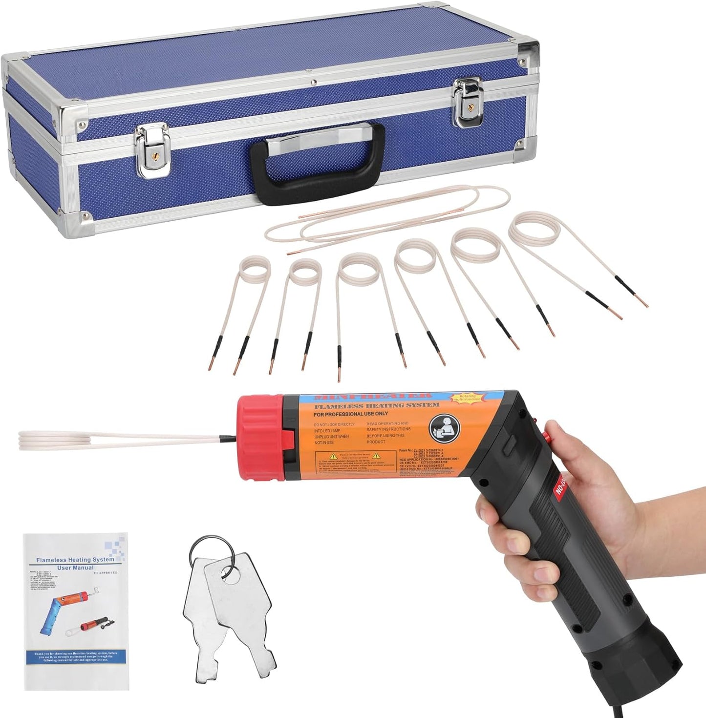 Upgrated Magnetic Induction Heater Kit,Induction Heater Bolt Removal,1100W 110V Hand Held Induction Bolt Removal Tool For Rusty Screw Removing with 8 Coils and Box, Foldable body