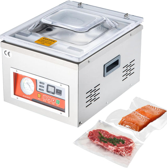VEVOR Chamber Vacuum Sealer, DZ-260A 6.5 cbm\/h Pump Rate, Excellent Sealing Effect with Automatic Control, 110V\/60Hz Professional Foods Packaging Machine Used for Fresh Meats (260W)