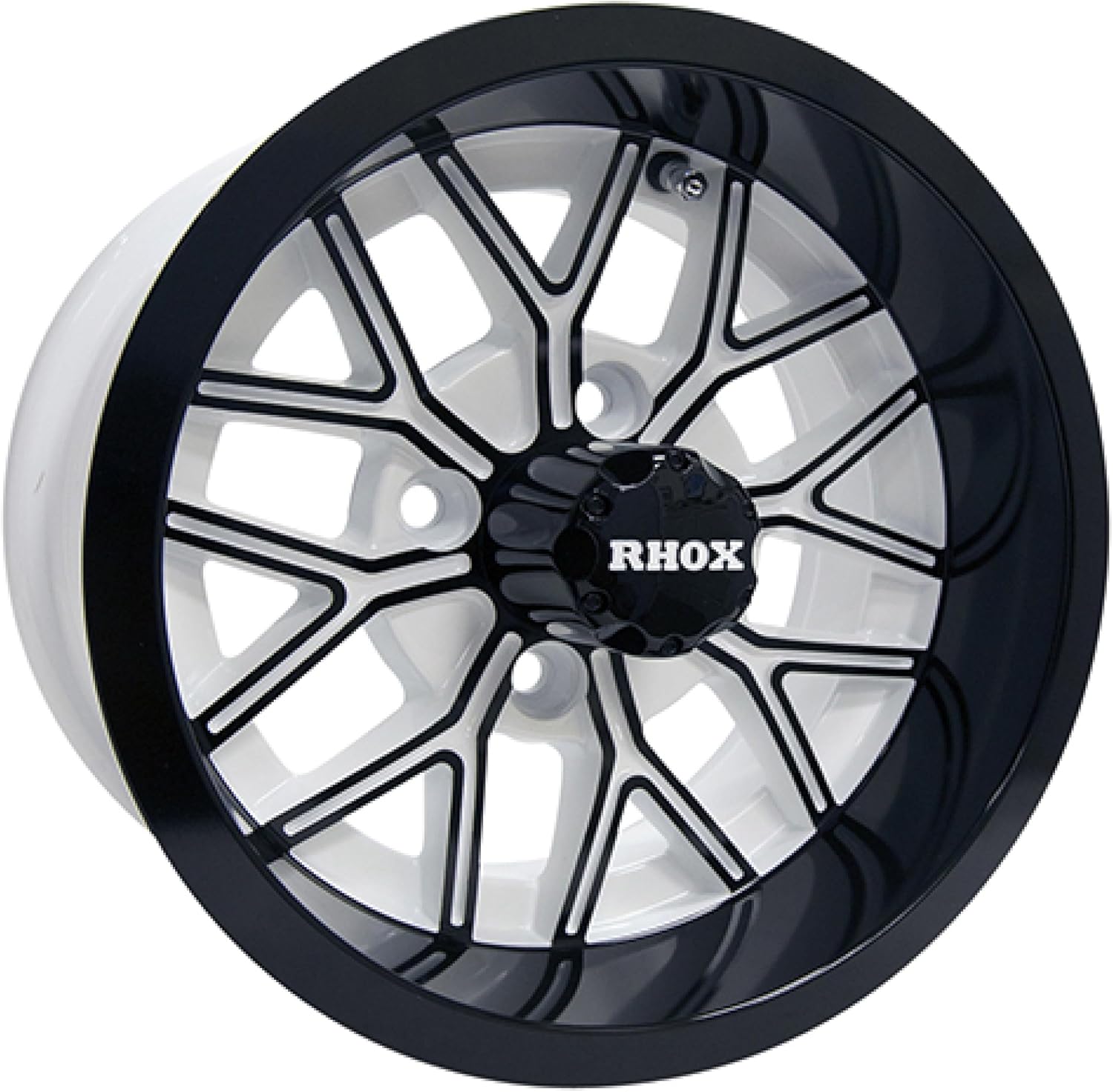 Red Hawk TIR-RX284-WB Wheel White/Gloss Black Rim, 12x6 ET-10 Golf Carts