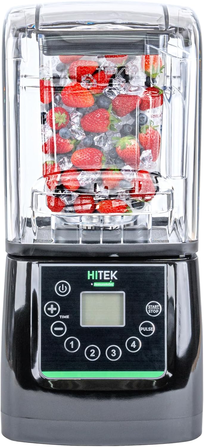 Restaurantware-Hi Tek 3 HP Commercial Blender, 1 Variable Speed Heavy-Duty Blender - 48-Ounce Tritan Jar, Sound Enclosure, White Plastic, Industrial, Programmable Touchpad
