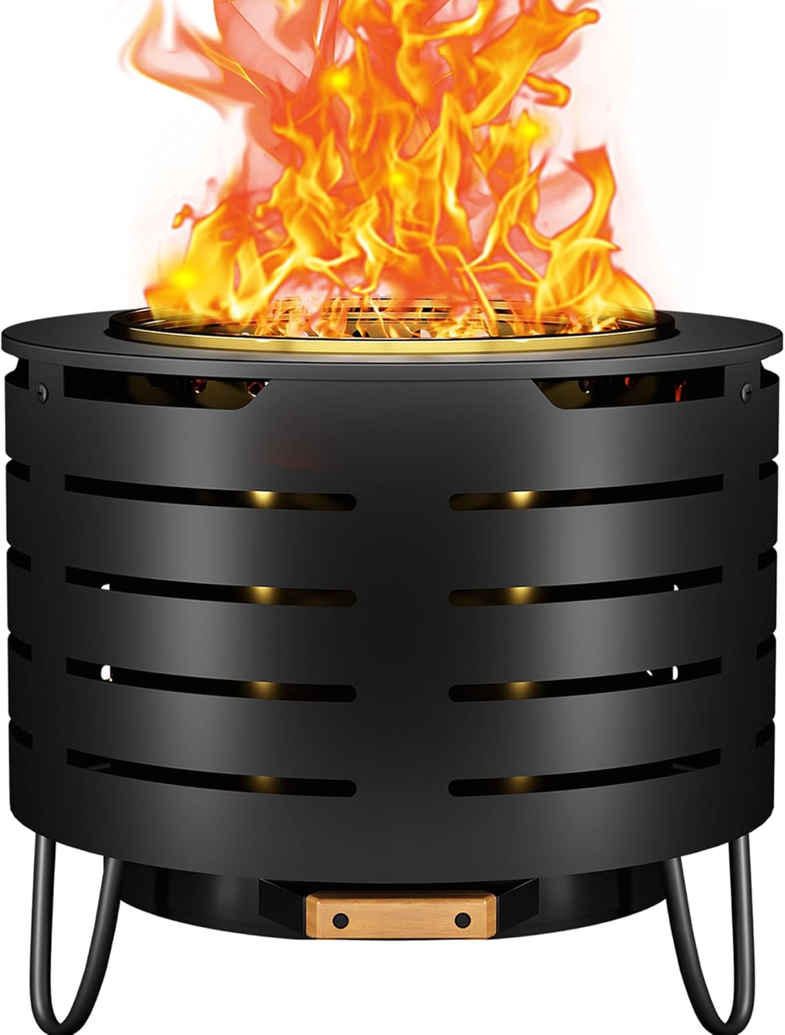 FIROW Portable Outdoor Fire Pit Set, 19 Inch Stainless Steel, Silver, Classic Style, Wood Burning, Low Smoke, Includes Fire Poker, Stand, Cloth Cover, Grill Rack