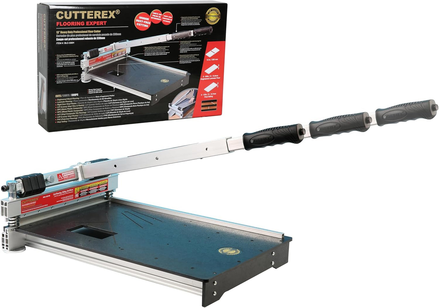CUTTEREX Heavy Duty 13" Professional Laminate Floor Cutter, Vinyl Floor Cutter, Multi-layer Flooring, Parquet, Fiber Cement Wall Panels, Rubber Concave Base, LVT, VCT, SPC, PVC, LVP, WPC, Vinyl Plank