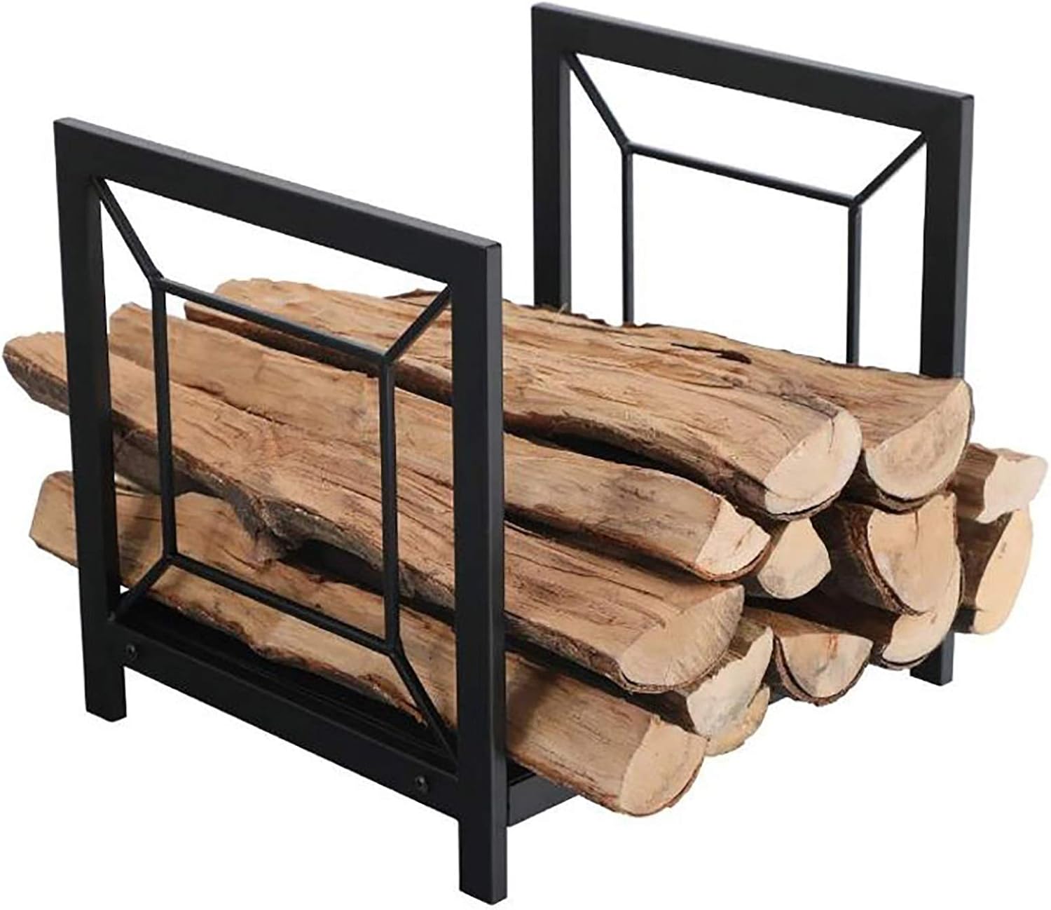 Firewood Rack Small 16inch Inside/Outdoor/Fire Pit Firewood Rack Holder, Fireplace Log Holder Carrier, Portable Metal Kindling Logs Storage Stand,
