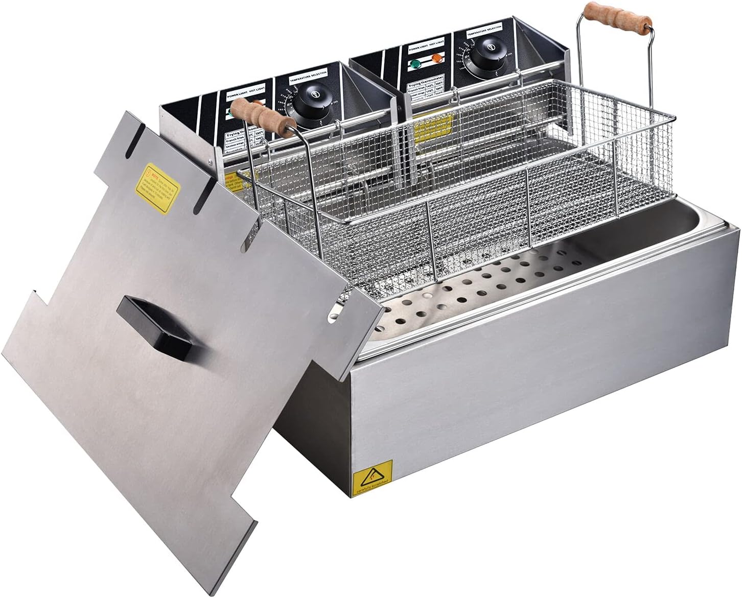 Ampersand Shops Countertop Commercial Electric 20L Deep-Fryer with Dual Electric Heads for French Fries Corn Dogs Fried Chicken Restaurant Quality