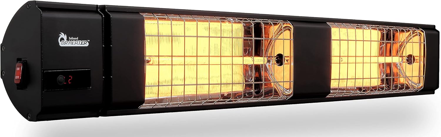 Dr. Infrared Heater 10,260 BTU Infrared Heater, Indoor and Outdoor Heater for Patio, Garage, Commercial & Residential, 3000W, 220-240V with Remote, Black
