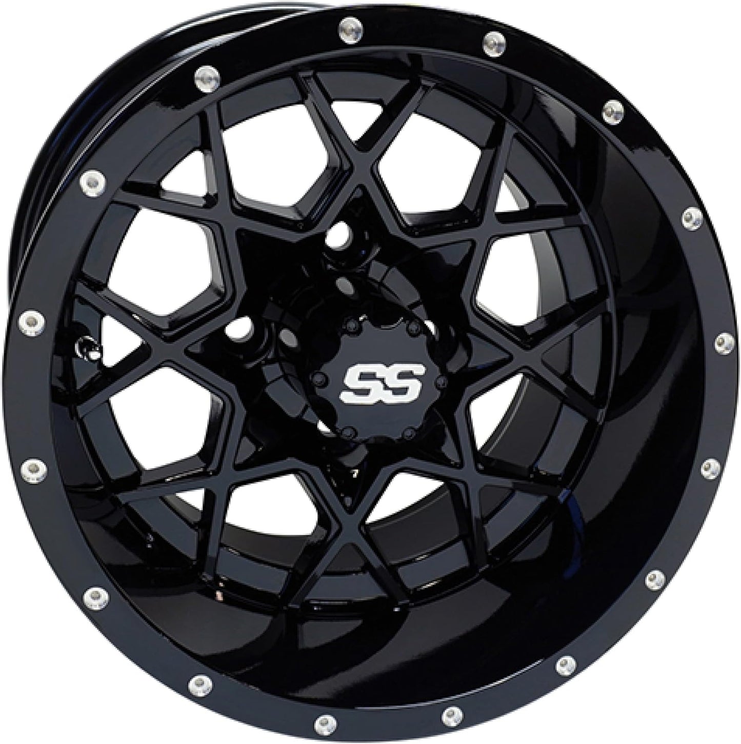 Red Hawk TIR-RX385-B Wheel Gloss Black, 12x7 ET-25 Golf Carts