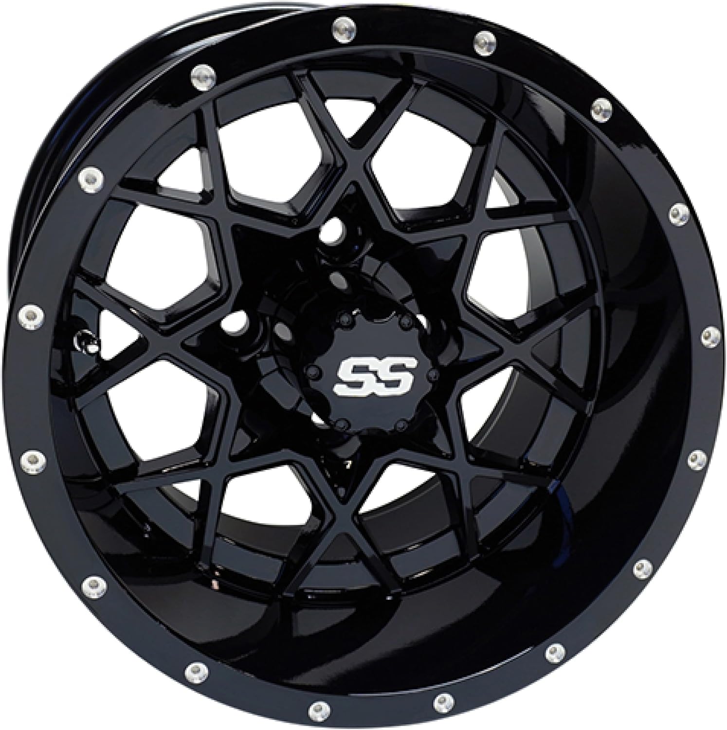 Red Hawk TIR-RX385-B Wheel Gloss Black, 12x7 ET-25 Golf Carts