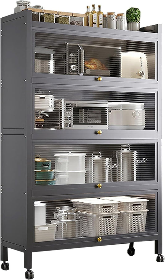 JCSRYD Kitchen Small Appliance Storage Cabinet 5 Tier Free Standing Kitchen Storage Shelf Rack, Heavy Standing Baker's Racks for Dishes, Wine, Pots and Pans (Color : Gris, Size : 100cm\/39.4in)