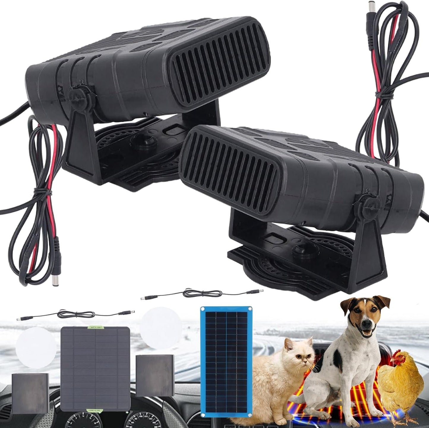 2026 New Compact Solar Panel Heater - Chicken Coop Heater - Portable Home Car Greenhouse Solar Powered Heaters - Greenhouse Heaters for Home, Car, Greenhouse, Dog House (20W+30W)