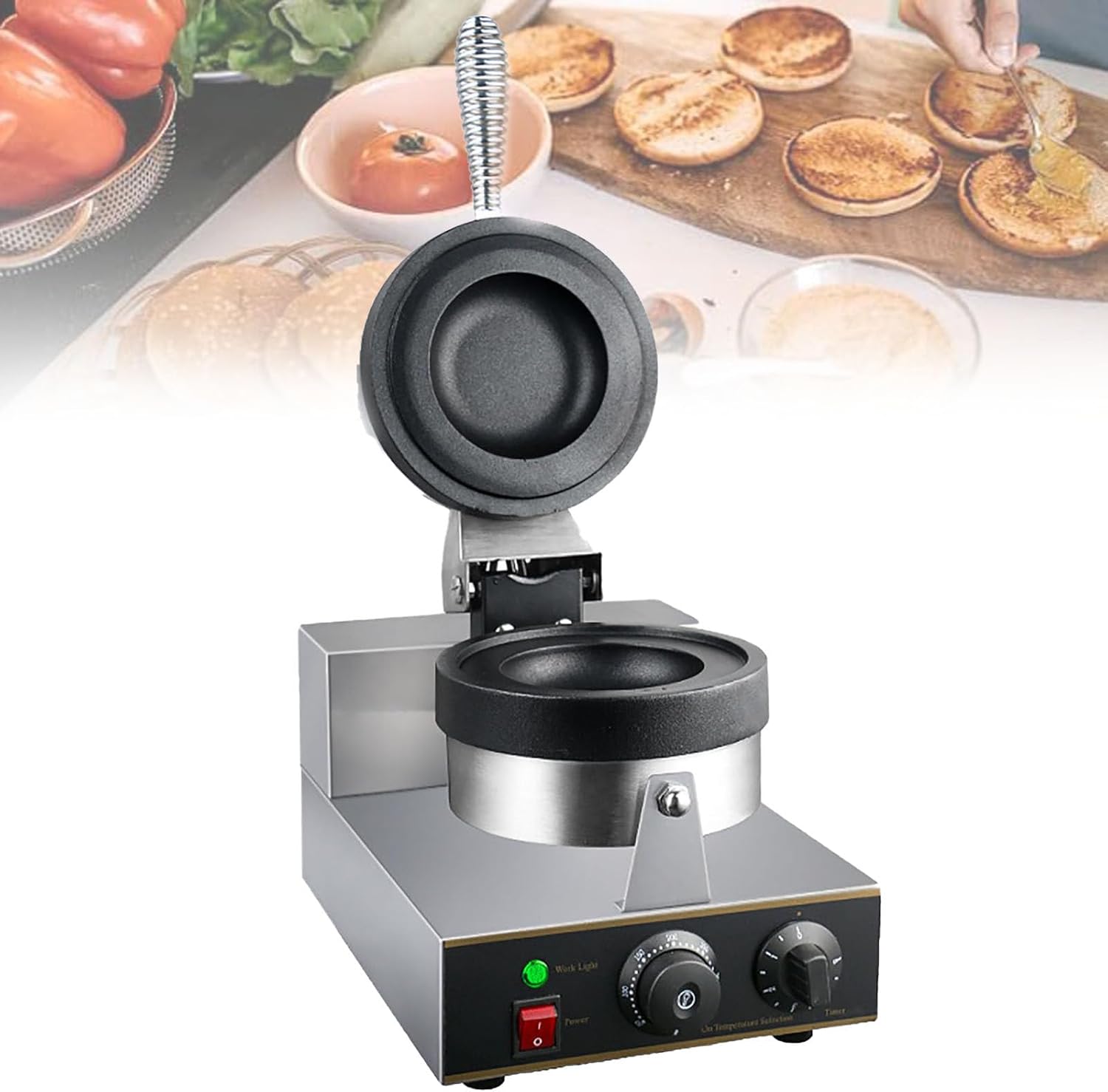 Heating Hamburger Machine, Electric Hamburger Machine, Non-Stick Pan, Precise Temperature Control, Double-Sided Heating, for Home/Restaurant