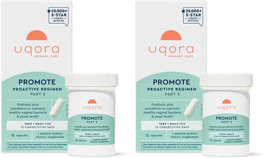Uqora Promote - Support Vaginal Health* - Probiotic for Women with Lactoferrin, Lactobacillus Acidophilus & Lacticaseibacillus Rhamnosus - Vaginal Probiotics - Gluten-Free - 30 Capsules (2 Pack)