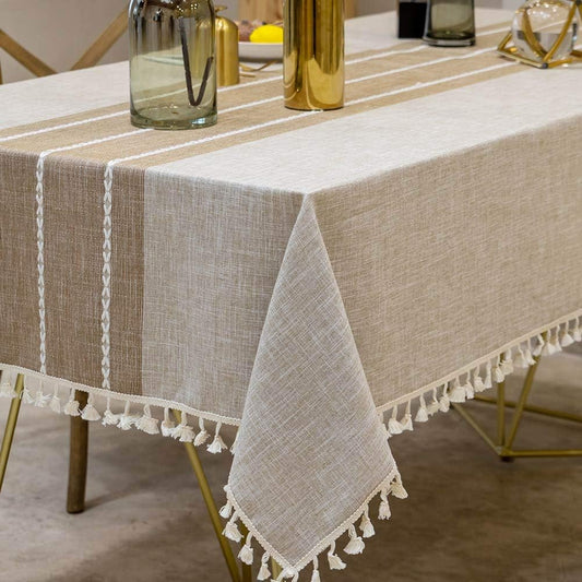 Deep Dream Tablecloths, Waterproof Table Cloth, Linens Wrinkle Free Anti-Fading, Rustic Table Cover Decoration for Kitchen Dinning Christmas (Rectangle\/Oblong, 55''x102'',8-10 Seats, Light Coffee)