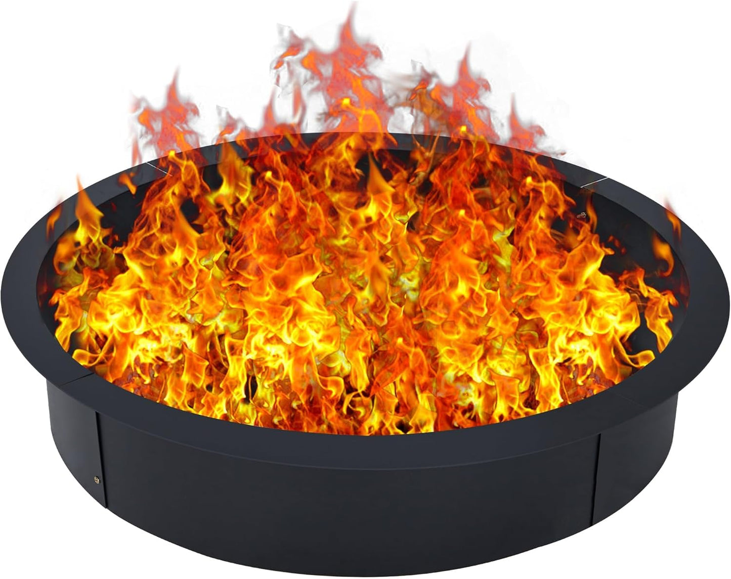 PrecisionAuto Smokeless Fire Pit Ring Insert Outdoor - 30 Inch Heavy Duty Round Wood Burning Outdoor Fireplaces with Stainless Steel BBQ Mesh and Hook,30"x36"x10"