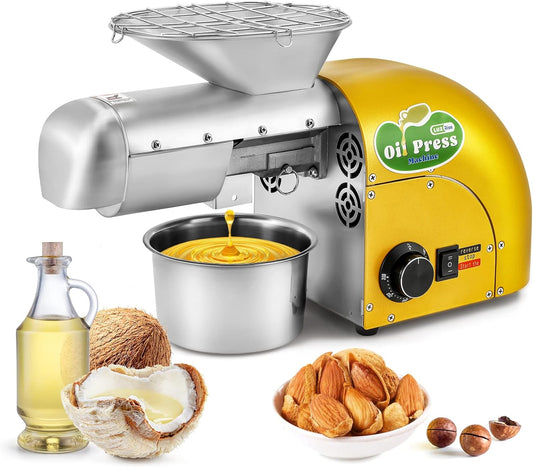 Luzrise 1800W Oil Press Machine Nut Seeds Oil Extractor Cold& Hot Press Machine (Temperature Control 122℉-572℉, Extended Rod, 13-19LBS\/H, Lower Noise, For Coconut, Cocoa Beans, Avocado, Amaranth Seed)