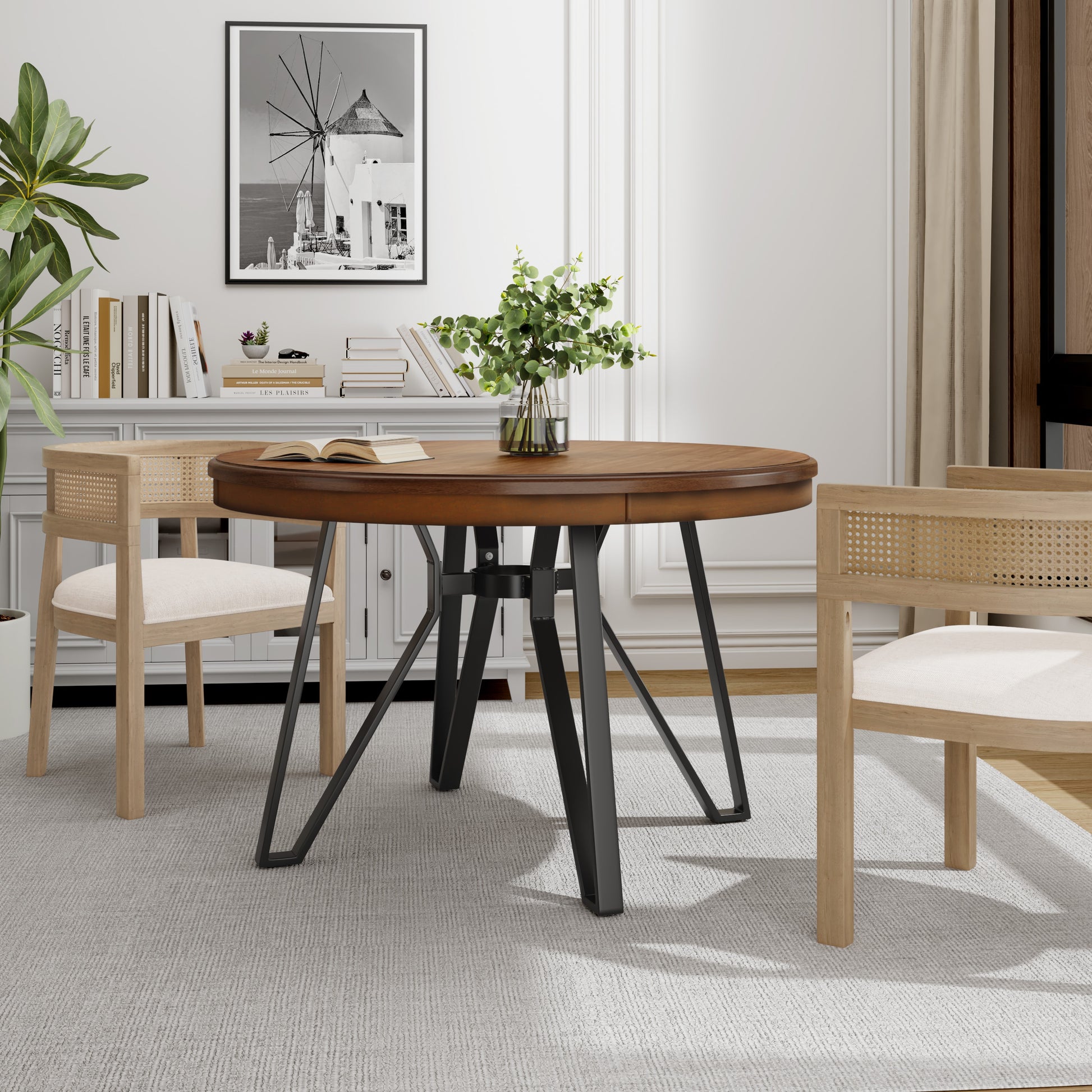 Christopher Knight Home Round Dining Table with Metal Base