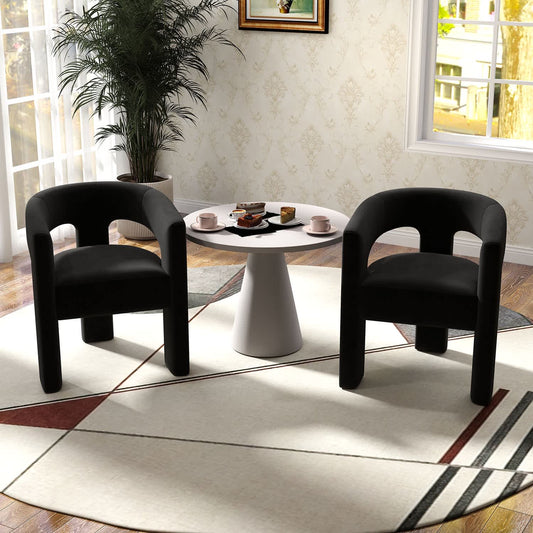 SEYNAR  Modern Glam Velvet Upholstered Dining Chair Open Back Accent Chair Set of 2