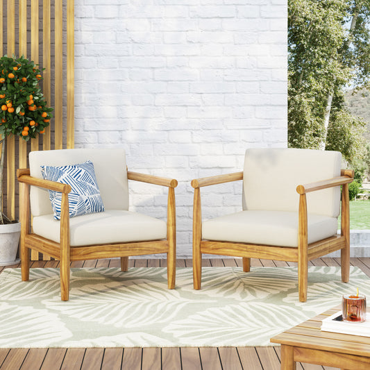 Christopher Knight Home Bonsallo Outdoor Acacia Wood Club Chairs  Set of 2