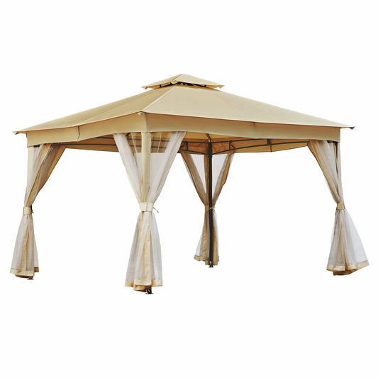 Damerin 12-ft x 10-ft Gazebos Beige Gazebo with Soft Top Roof (Screen Included)