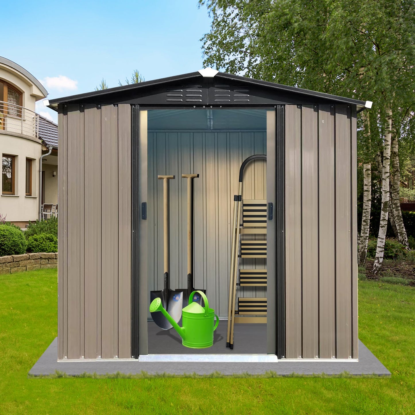 Poinic 6.17-ft x 3.54-ft Galvanized steel Metal Storage Shed
