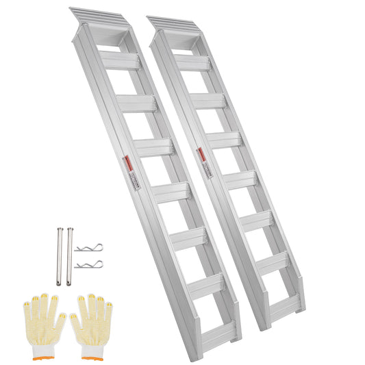 VEVOR Aluminum Ramps  6800 lbs  Heavy duty Ramps with Top Hook Attaching End  Universal Loading Ramp for Motorcycle  Tractor  ATV/UTV  Trucks  Lawn Mower  72 inL x 15 inW  2Pcs