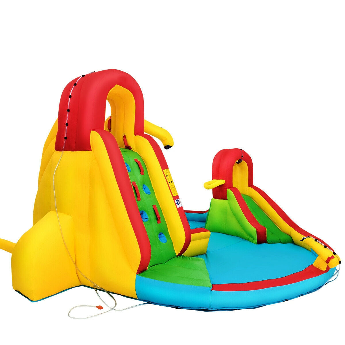 Slickblue All-in-One Inflatable Water Bouncy Castle Without Blower - 189-Inch Oxford Cloth Inflatable Multicolor for Garden
