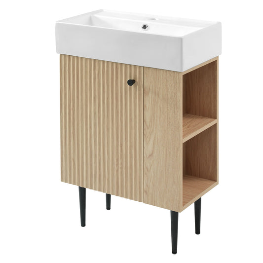 Vynxaria  216 Inch Bathroom Vanities Wood Vanity with Ceramic BasInch  Right Side Storage 33 Inch H