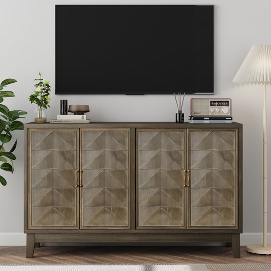 LOVMOR Vintage Sideboard Buffet Cabinet with Large With 4 Doors For Kitchen Dinning Room Living Room Hallway Or Entryway Brown