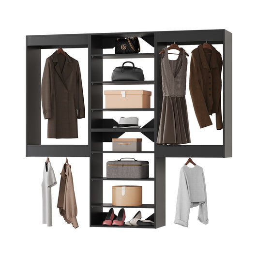 LOVMOR  84 in Black Modular Closet System Unit-Customizable Wall Mounted Walk-In Closets for Bedroom or Walk-in Closet